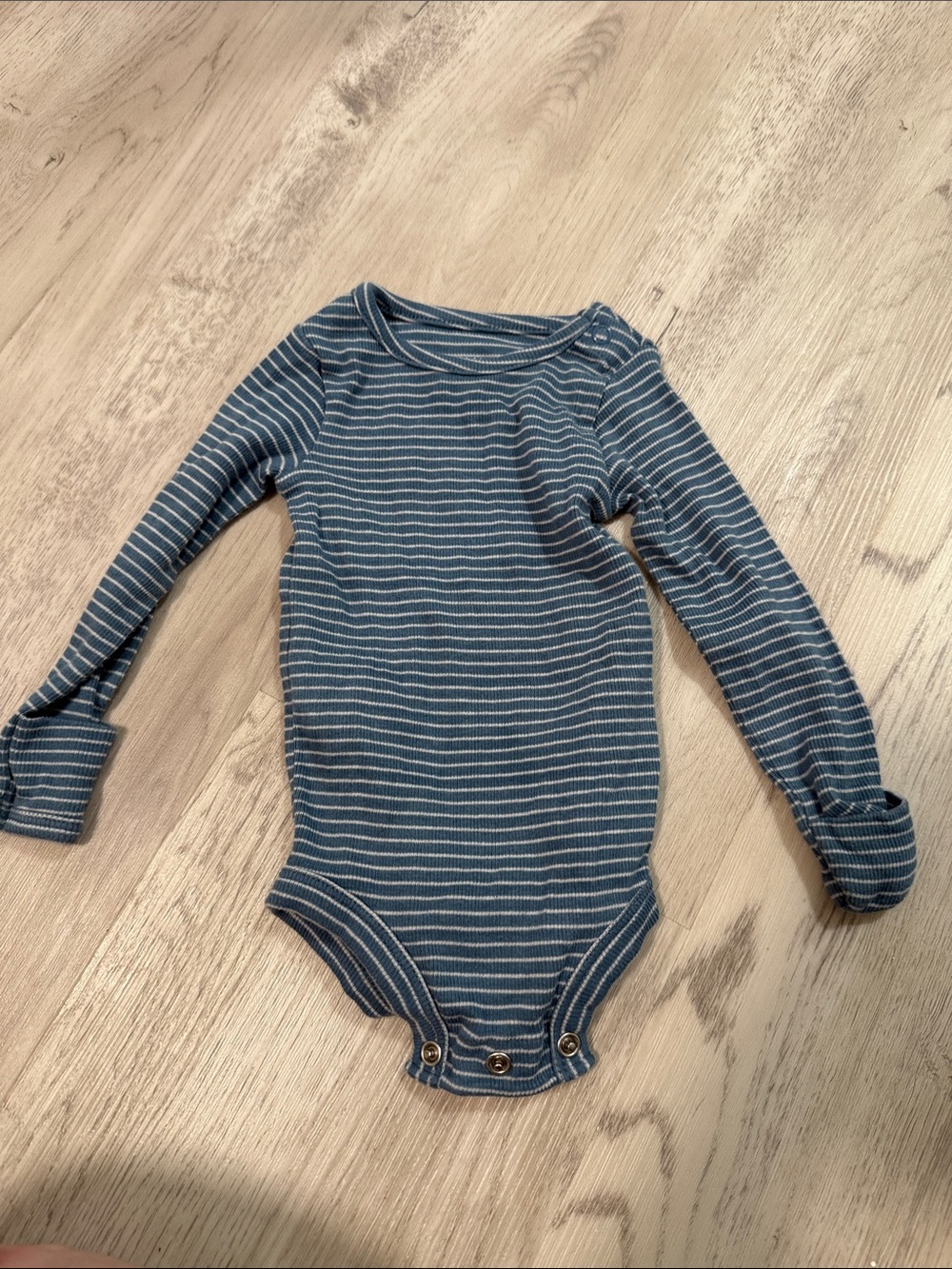 Long-Sleeve Blue Striped Baby One-Piece Bodysuit